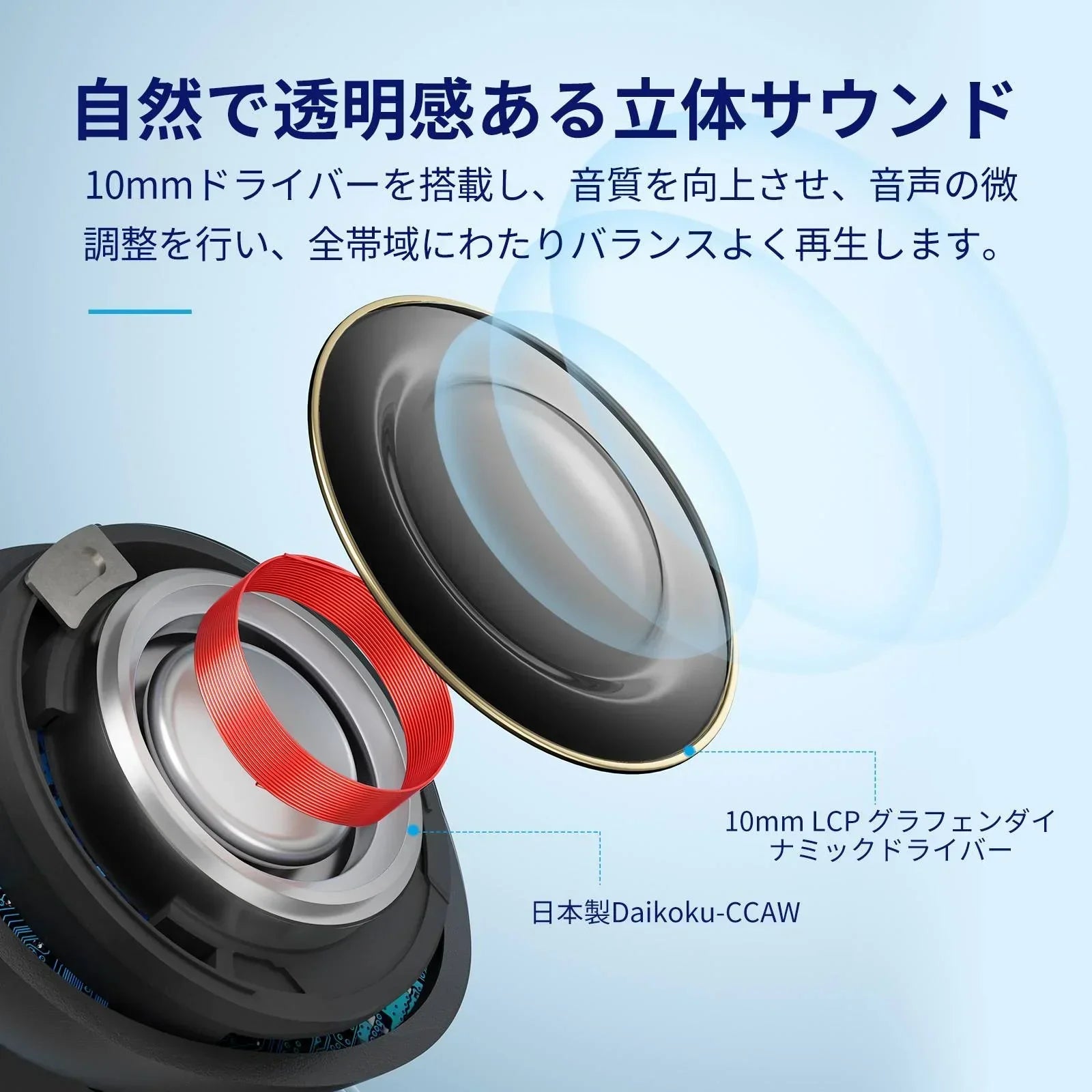 10mm LCPグラフェンダイナミックドライバー搭載、自然で透明感ある立体サウンド