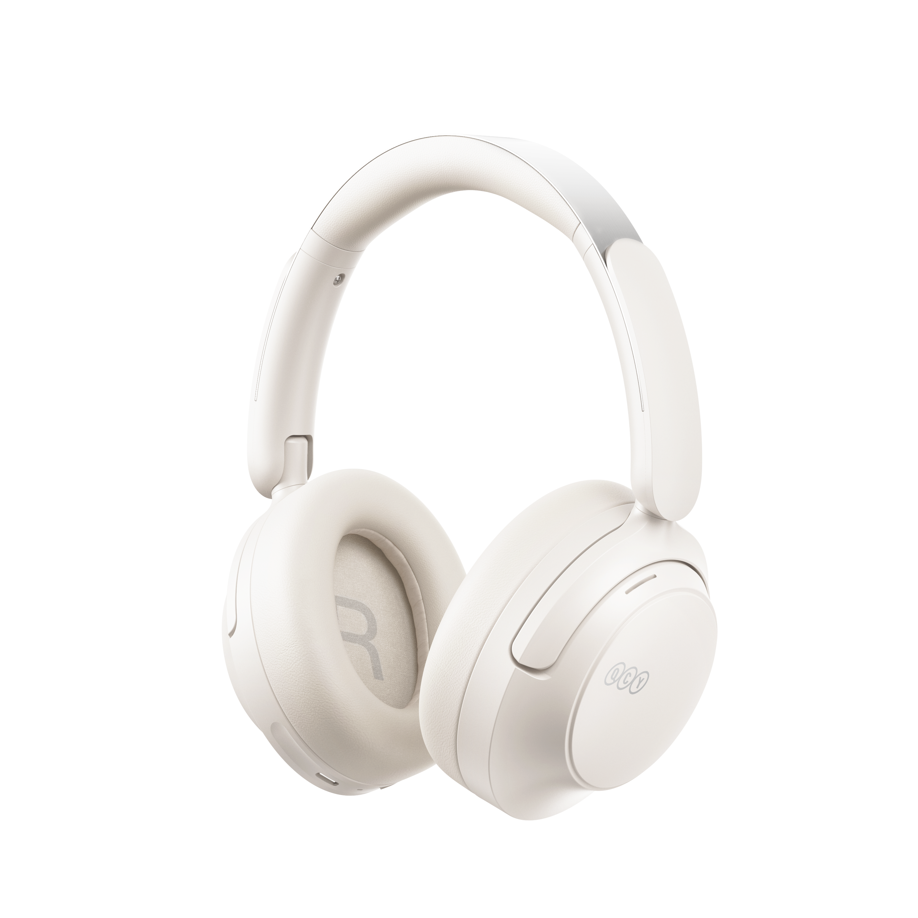 QCYのホワイトワイヤレスヘッドフォン、快適な装着感と高音質を実現